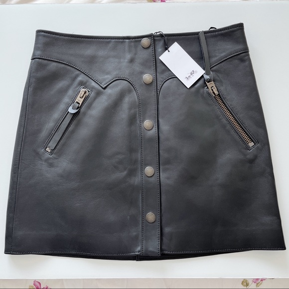 NEW COACH Lamb Leather Skirt black NWT - Picture 2 of 9